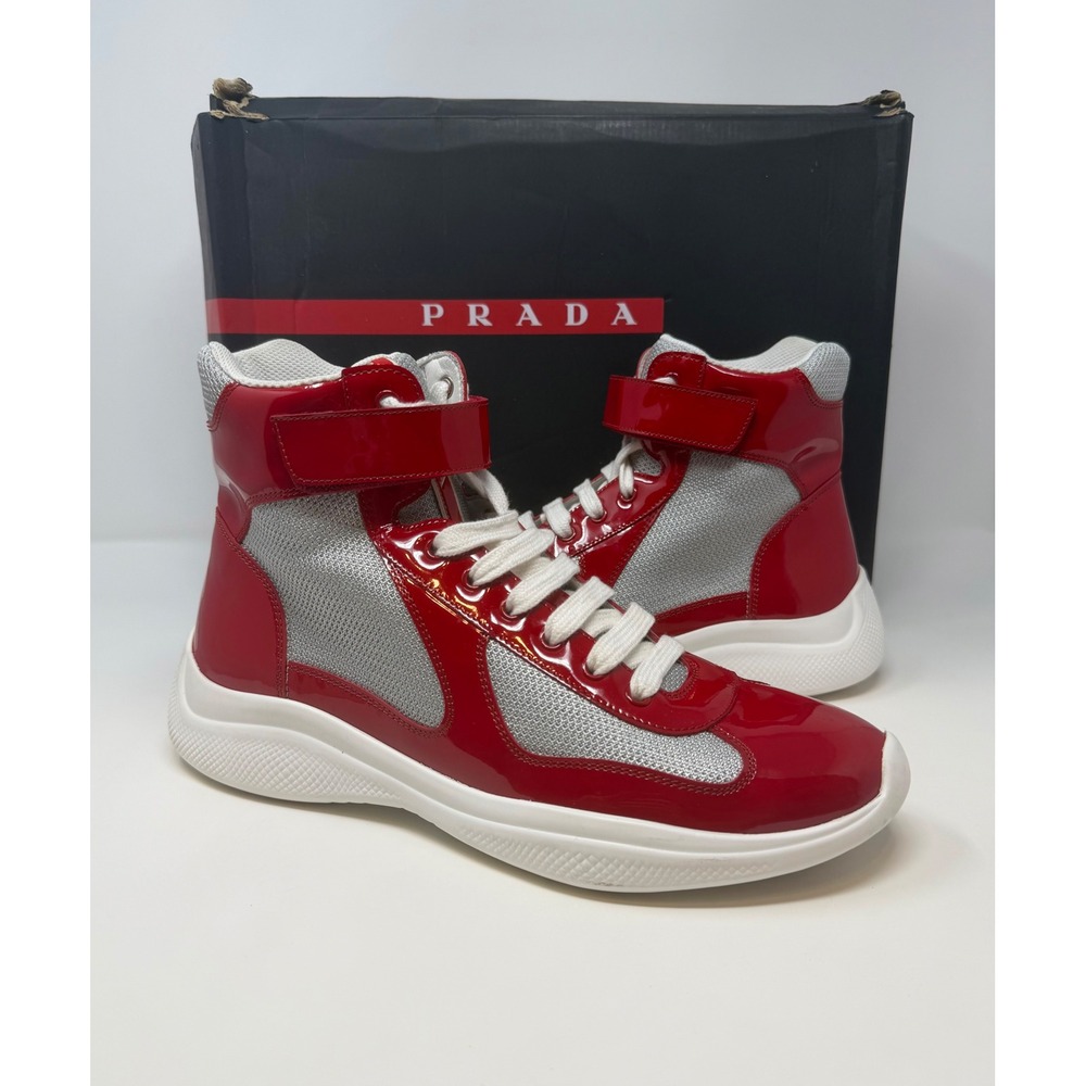 Prada Americas Cup High Top Sneaker Red Size 9 US 8 Prada